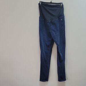 Ingrid & Isabel Skinny Maternity Jeans with Black Waist Panel - Dark Blue